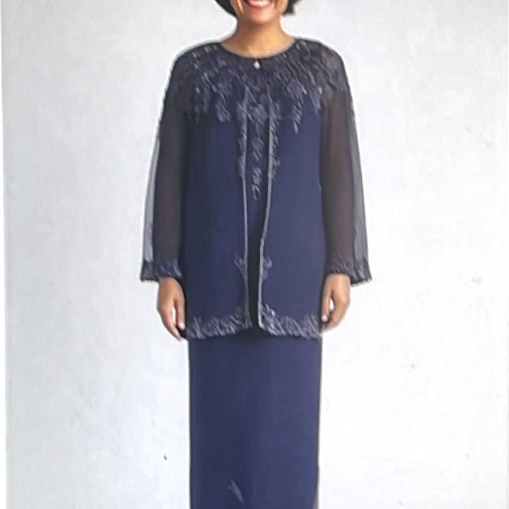 JKARA beaded gown & sheer jacket 14
